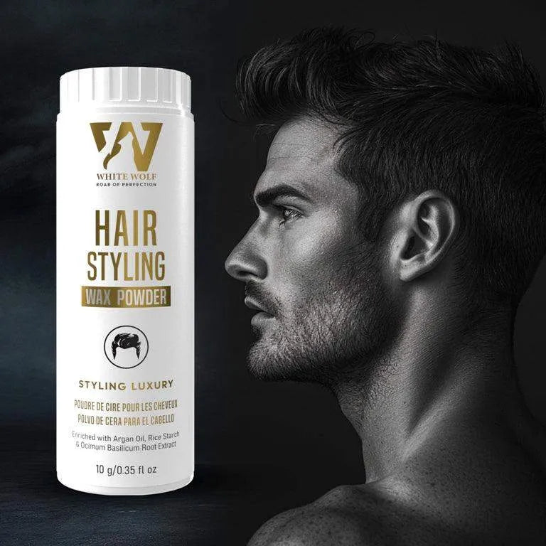 Hair Styling Wax Powder black and white image