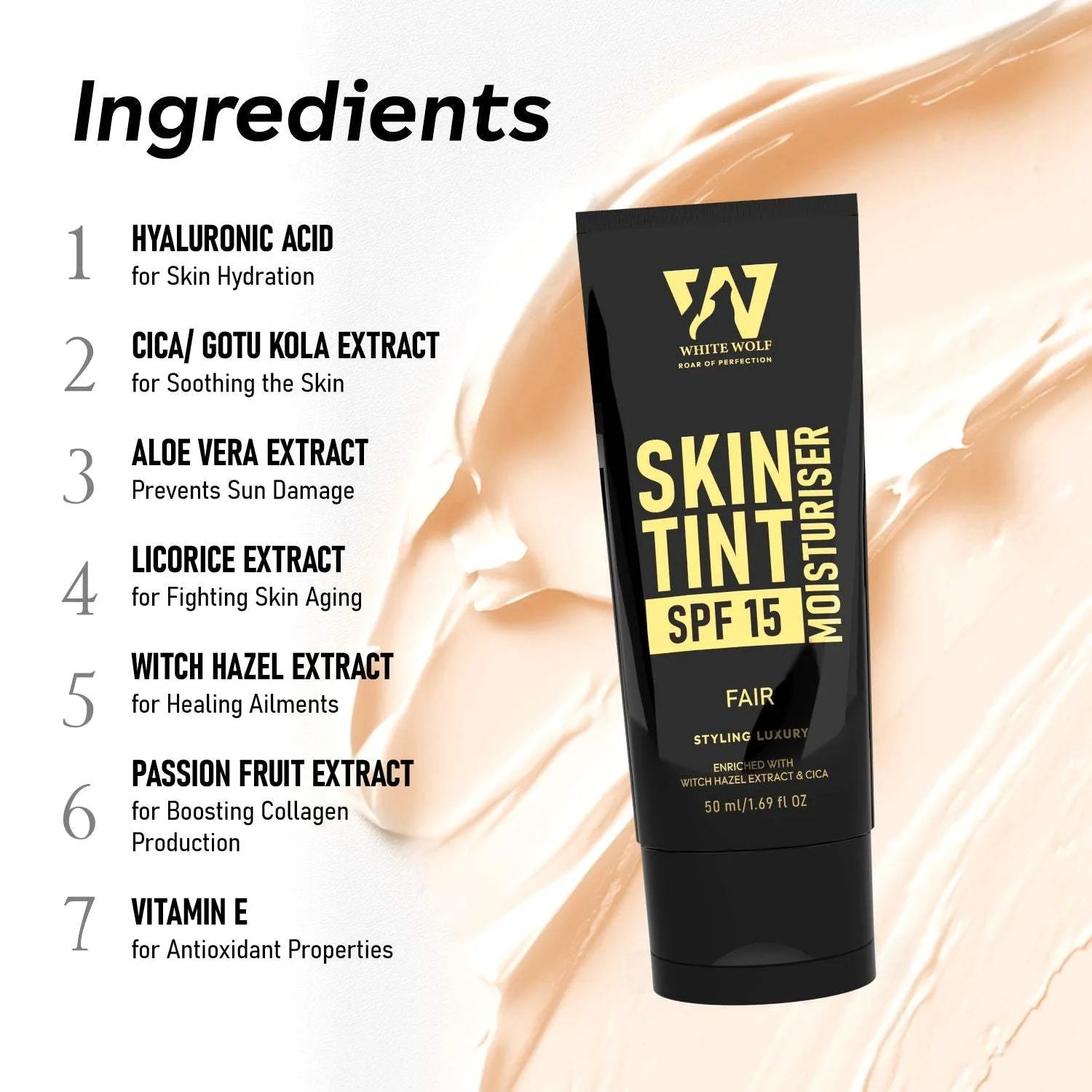 skin tint moisturiser ingredients highlights with product